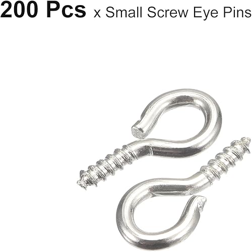 Miniatura 3 de uxcell 200 ganchos pequeños de ojo de tornillo con rosca, tornillos roscados, tornillo autorroscante de 0.31 x 0.39 pulgadas para hacer joyas,