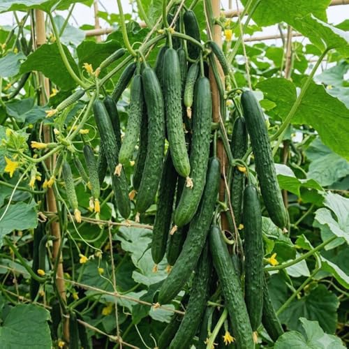 Green Cucumber Plant Live Long Cucumber Live Plant 8 Inc Tall Vine Vegetable Plants for Gardening Outdoor 4 Inc Potted
