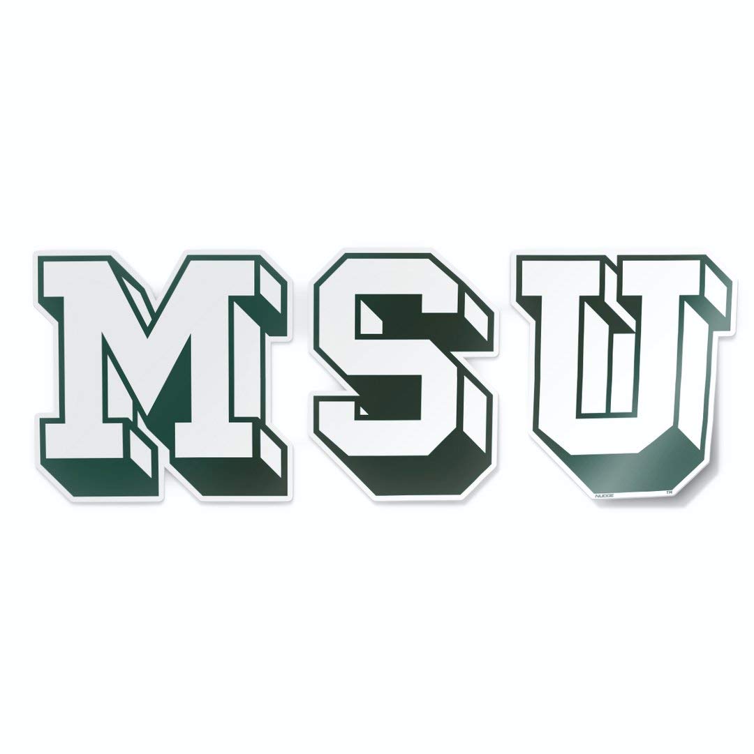 Nudge Nudge Printing Michigan State University Spartans Vintage MSU Block Letters Car Window Decal Vinyl Bumper Sticker Made in East Lansing, Michigan