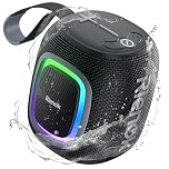 RIENOK Bluetooth Speaker Wireless Portable Waterproof Speaker with Lights FM Radio 15-Hour Playtime Bluetooth 5.3 TF Card USB Playback Mini for Home Garden Party Camping Travel