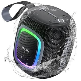 Foto di RIENOK Cassa Bluetooth Potente Portatile Impermeabile Speaker Bluetooth 5.3, Radio FM/USB/AUX/Micro SD, Vero Stereo Senza Fili, Luce LED, Ricaricabile Tipo-C