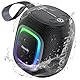 RIENOK Bluetooth Lautsprecher Klein mit Licht FM Radio Bluetooth 5.3 Musikbox Kabellos Bass Box mit 15 Stunden Spielzeit Stereo Tragbar Wasserdicht TF Karte USB Stick Schwarz