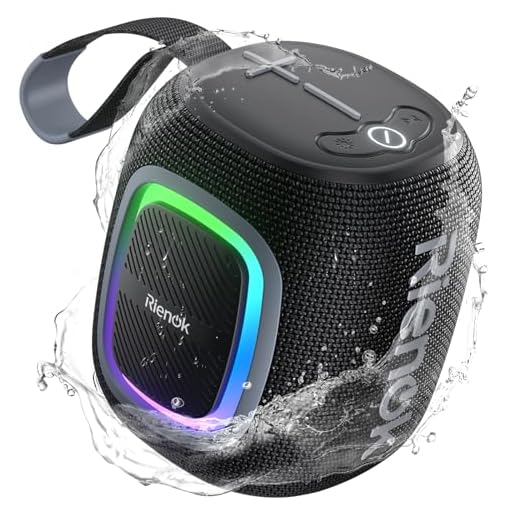RIENOK S2 Altavoz Bluetooth Portátil Bluetooth 5.3 Potente Pequeño Impermeable con Radio FM Emparejamiento Estéreo Apoya Tarjeta SD Disco U y AUX, Negro