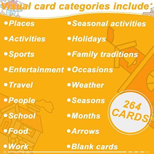 264 Piece Visual Schedule Cards - Daily Routine & Chore Chart for Autism, Toddlers & Kids - Wall Planner with Week Schedule & 299 Hook & Loop Dots - Image 6