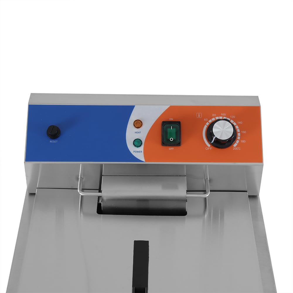 MBH - Freidora eléctrica industrial 14 litros con mueble para hostelería. Freidora profesional INOX de pie para bar y restaurante.
