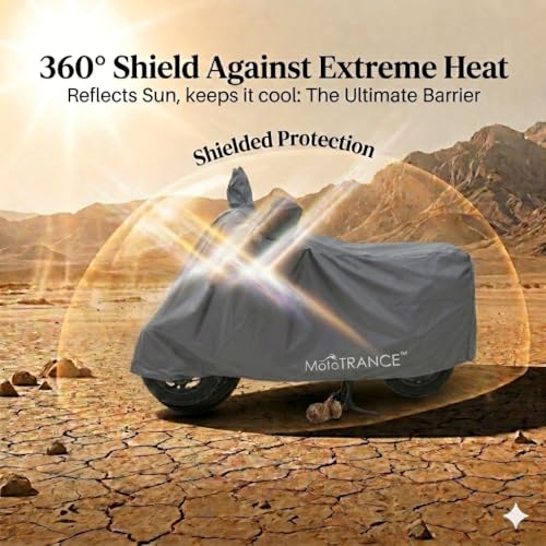 Image of Mototrance All Weather Protection Two Wheeler Cover for All Bikes /Royal Enfiled /Upto Pulsar 160CC to 350CC | Anti Dust, Water Resistant, Heat Resistant, UV Proof with Mirror Pocket | Solid Grey