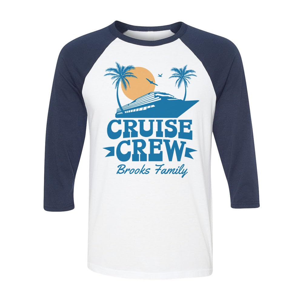 Cruise Crew Brooks Family Three-Quarter Raglan Sleeve Baseball Shirt Unisex Small White/Navy