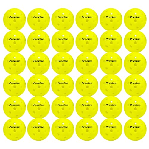 PRECISE Pickleball Balls Outdoor A 40 Model with 40 Holes USAPA Approved Durable Flight Design Pack of 36 - Yellow