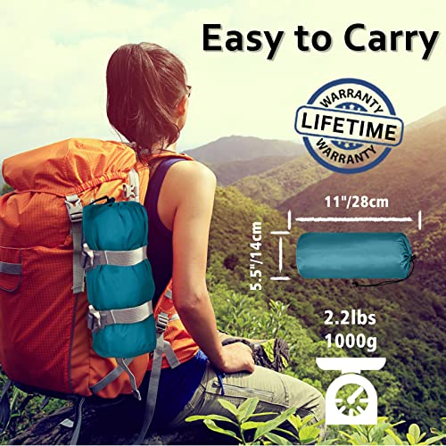 Kkup2U Sleeping Pad, Extra Thickness 5 Inch Sleeping Pad For Camping Waterproof Camping Mattress Sleep Mat Pads Built-In Foot Pump Ultralight Camp Air Mattress For Backpacking, Hiking, Tent (Blue) #TOP1