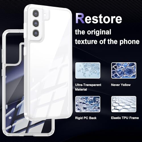 Image of Case for Samsung Galaxy S21 FE, Military Grade Drop Protection Phone Case, Yellowing Resistant, Anti-Scratch Hard PC Back, Shockproof Hard Ultra-Thin Protective Cover, Clear