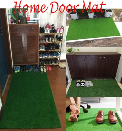Purav Light 35mm Artificial Green Grass Carpet Mat for Balcony| Grass Mat for Floor, Home Decoration| Perfect for Indoor and Outdoor Use| Entrace Mats|Easy to Wash| Waterproof Mats| (15x23 Inch)