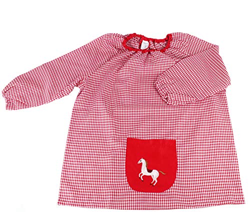 MASMAS Baby Infantil de Cuadros, Babi Poncho sin Botones Conjunto de Uniforme Colegial para Bebe, niños y niñas,Bata Escolar Unisex (Rojo, 0)