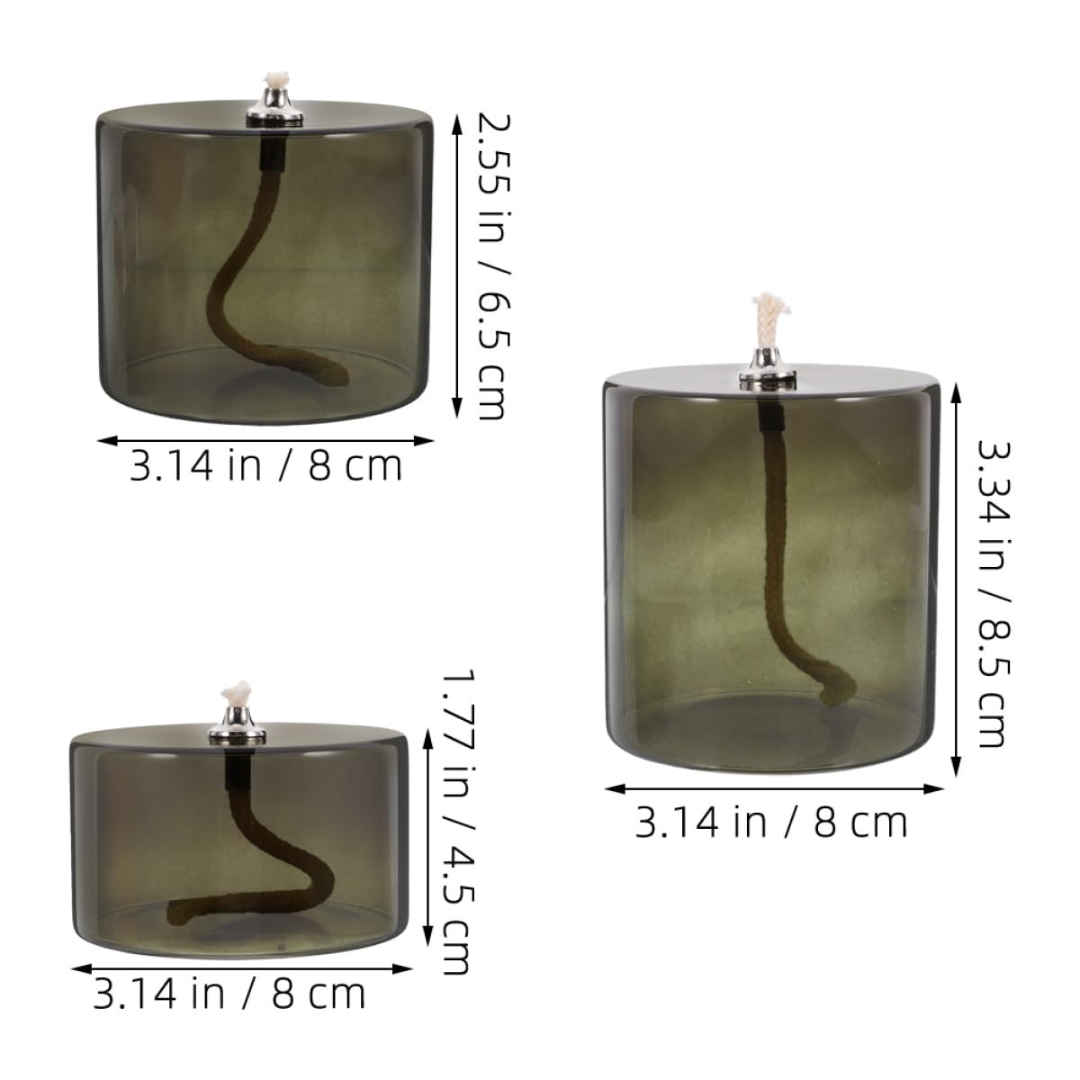 3 Stück Dekorative Glas Öllampen aus Glas Vintage Petroleumlampen mit Baumwollseil Grün für Wohnraum und Tischdekoration