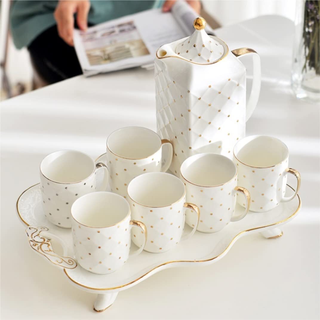 zestaw do herbaty， Zestaw do herbaty Zestaw filiżanek do kawy Zestaw filiżanek do herbaty Ceramiczne zestawy do herbaty Zestaw filiżanek do kawy Prosty 8-częściowy europejski zestaw do herbaty z porce