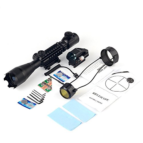 4-16X50 Tactical Rifle Scope Red/Green Illuminated Range Finder Reticle W/Red/Green Laser And Holographic Reflex Dot Sight (12 Month Warranty) (Red) #TOP5