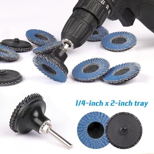 PMIQSA Fächerscheiben 50mm, 75 Stück 2 Zoll Schleifscheiben Körnung 40/60/80/120, Zirkonkorund Blau Schleifmopteller für Winkelschleifer Metall Stahl Holz Polieren Entgraten