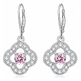 925 Sterling Silver Women Earrings Lucky Clover Flower Drop Dangle