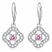 925 Sterling Silver Women Earrings Lucky Clover Flower Drop Dangle