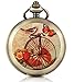 Produktbild Unendlich U Retro Fahrrad Schmetterling Vogel Foto Medaillon Handaufzug Mechanische Taschenuhr Schwarzes Zifferblatt Skelettuhr Pullover Halskette, beide Ketten