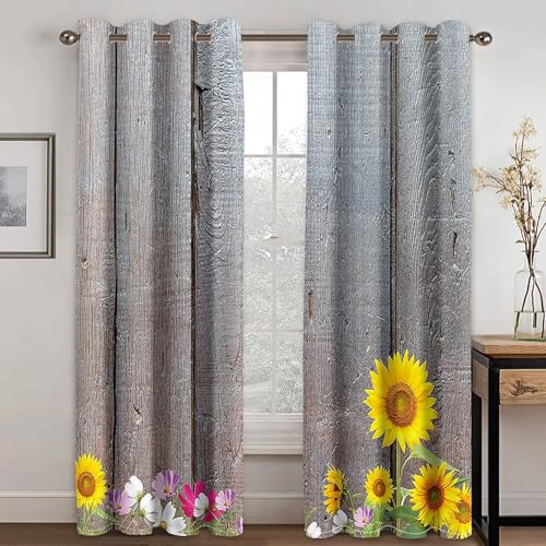 Cortinas opacas de 2 paneles para aislar la luz y decorar con un estilo campestre moderno 3