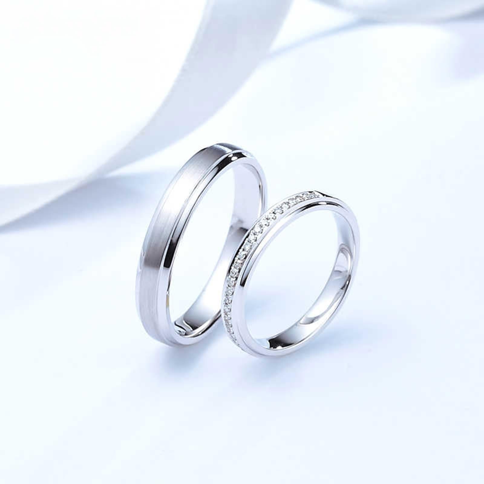 Wycian Anello da donna in argento con diamanti per donna, in oro bianco e PT950 con diamante da 0,1 CT misura 58 (18,5) massiccio, non placcato, popolare per i gioielli di Capodanno