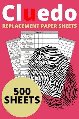 Cluedo Replacement Score Sheets: 500 Detective Notes For Retro Sleuthing Board Game