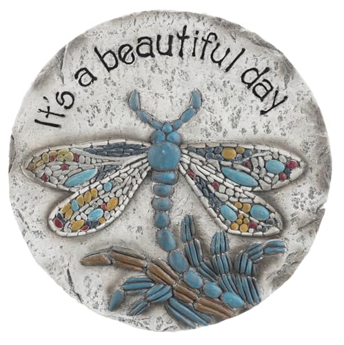 Ganz It's a Beautiful Day Dragonfly Stepping Stone, 10-inches Width, Multicolor, Made from Cement, Home Decor Accessories