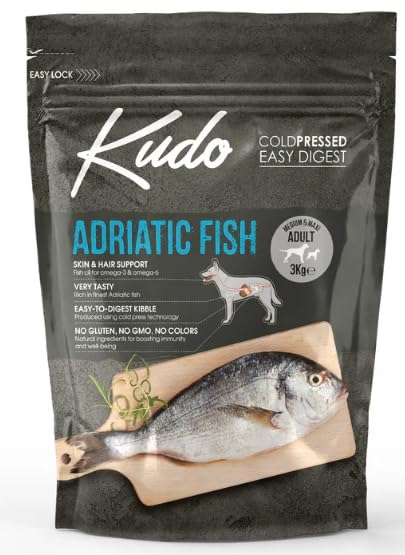 Crocchette per cani KUDO low grain pressate a freddo con Pesce. 3kg