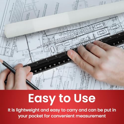 rchitektonisches Lineal Aluminium, Dreikantmaßstab Lineal 30 cm, metrische Skalen metrische Skalen 1:20, 1:25, 1:50, 1:100, 1:200, 1:500 Standard, für Architekten/Ingenieure