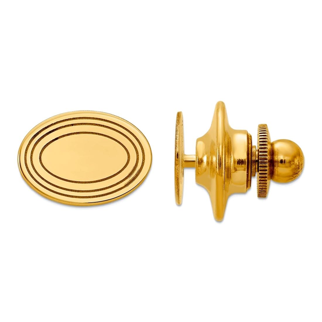 Krawattennadel für Herren, 14 Karat Gelbgold, poliert, 8,5 x 12 mm