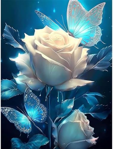 Pujeknm Malen Nach Zahlen Erwachsene Blumen - DIY Rose Handgemalt | Ölgemälde Kit für Anfänger, Mit 3-Pinseln und Acrylfarbe Als Geschenk 40x50cm (Rahmenlos)