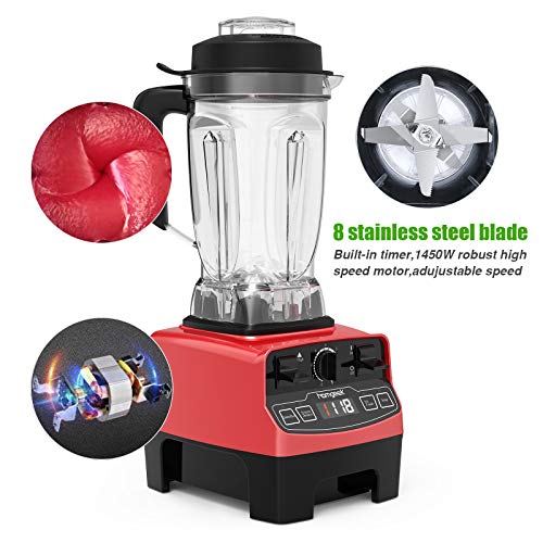 homgeek Countertop Smoothie Blender 1450W, High Speed Blender for Kitchen with 4 Blending Preset Programs, 8 Adjustable Speeds Control and 70 Oz Tritan Pitcher for Shake, Smoothies, Soup