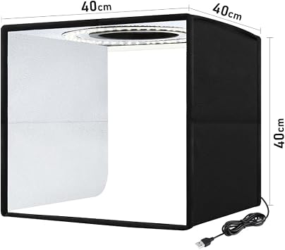 Coverzone Mini Resim ve Fotoğraf Stüdyosu Işık Kutusu 40cm x 40cm Fotoğraf Çekim Çadırı Taşınabilir Katlanabilir +6 Çeşit Küçük Ürünler İçin Çift Taraflı Renkli Arka Planlar