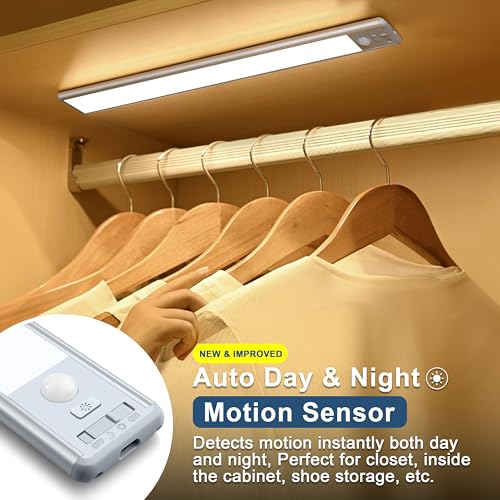 BLS 10inch Under Cabinet Lights, 40 LED Closet Lights, Motion Sensor Light Indoor, Battery Operated Lights, 1800mah USB C Rechargeable Under Cabinet Lighting, Magnetic Night Light for Kitchen (2 Pack) image 3