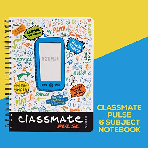 Image of Classmate Soft Cover 6 Subject Spiral Binding Selfie Notebook, Single Line, 250 Pages