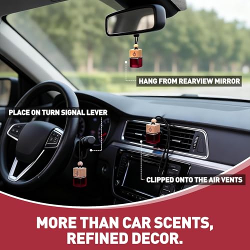 Image of Car Air Freshener Hanging 2 Pack, Rosehip Wine Scent Car Perfume, Long Lasting Automotive Essential Oil Diffuser, Cute Car Accessories for Women