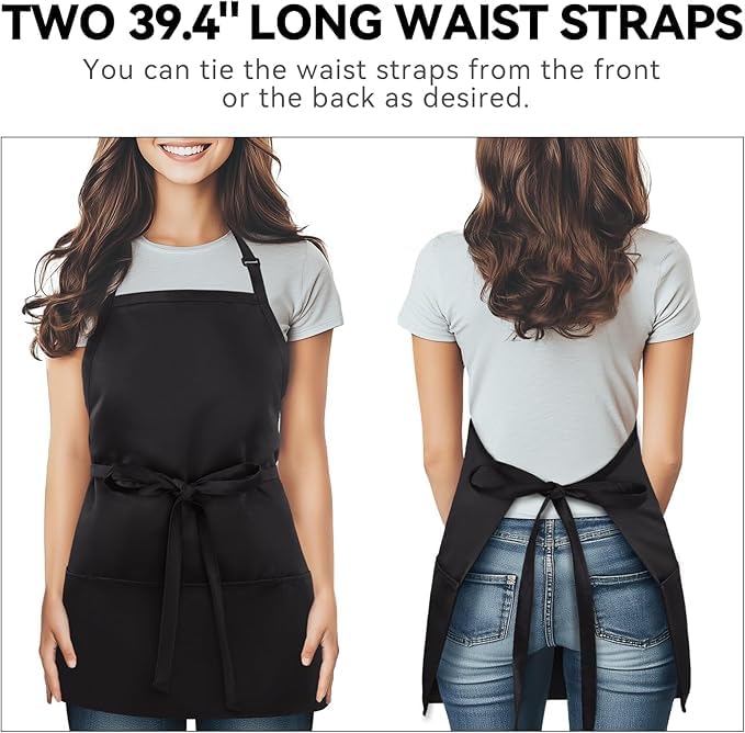 Image of Premium Waterproof Kitchen Apron for Men & Women | Oil & Stain Resistant | Adjustable Neck & Waist Strap | Dual Deep Pockets | Heavy-Duty Cooking, BBQ & Dishwashing Apron