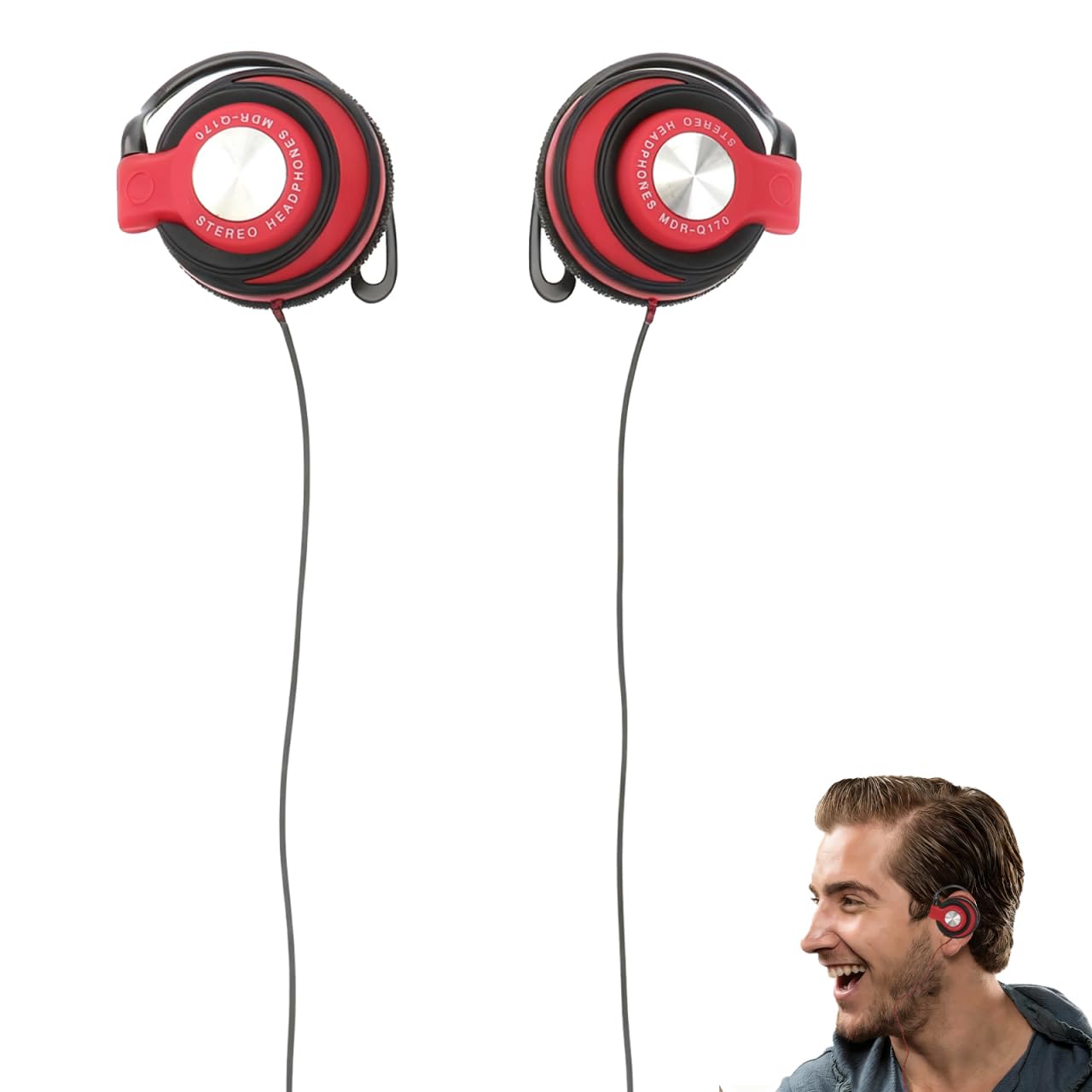 Gadpiparty Wired Earhook Headset with Durable Cable Noise Isolating Stereo Earphones for Phone Computer Tv Red Comfortable Sporty Design-image-35