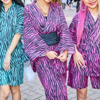 Amazon.co.jp: ピンク EGOIST ゼブラ柄 浴衣 ギャル egg 平成 y2k