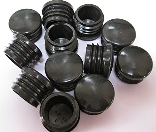 25mm Plastic Round Tube Insert Black Blanking End Cap Caps Tube Pipe Plug Bung, 8 x 25mm 1 x 18/16