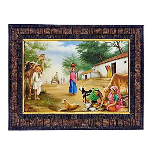 Image of Hawai Village Scene Photo Frame, Size- 8.5x7inch | Engineered Wood Wall Hanging Home Decor Photo Frame | Housewarming Gifts | SFDI290BLKFRM