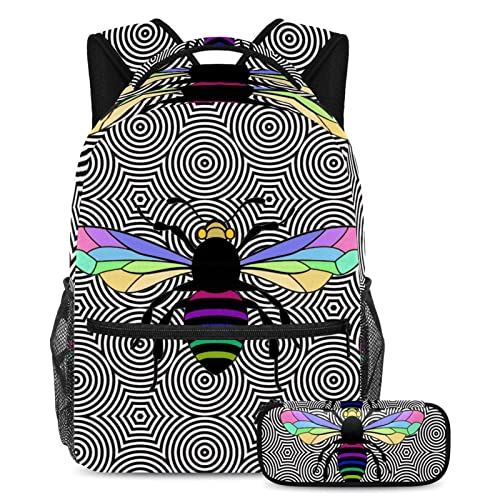 Sac à dos enfant multicolore avec trousse scolaire fille et garçon