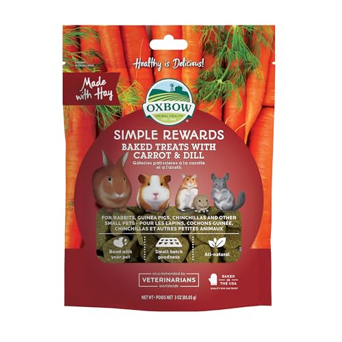 Oxbow Simple Rewards Baked Carrot & Dill Treats Rabbit & Guinea Pig Treats Made with Timothy Hay Healthy Guinea Pig Hamster & Bunny Snack Timothy for Rabbit Made in USA 3 oz Bag