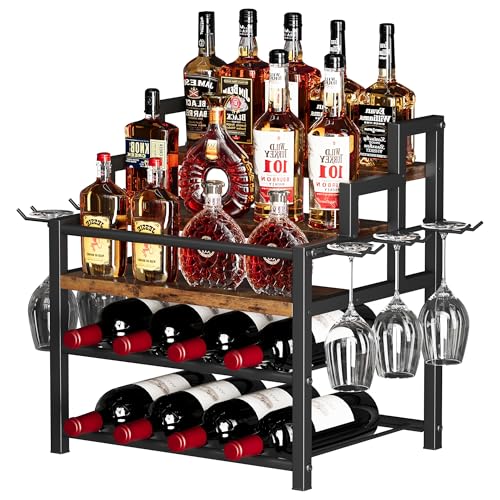 5-Tier Liquor Display Shelf with Wine Holders