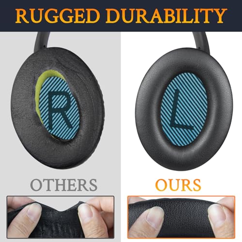 Almohadillas para auriculares SOULWIT de reemplazo para Bose SoundTrue Around-Ear II (Sound True AE2), cojines con cuero proteico suave y espuma de alta densidad - Negro (rejillas azules) miniatura 7