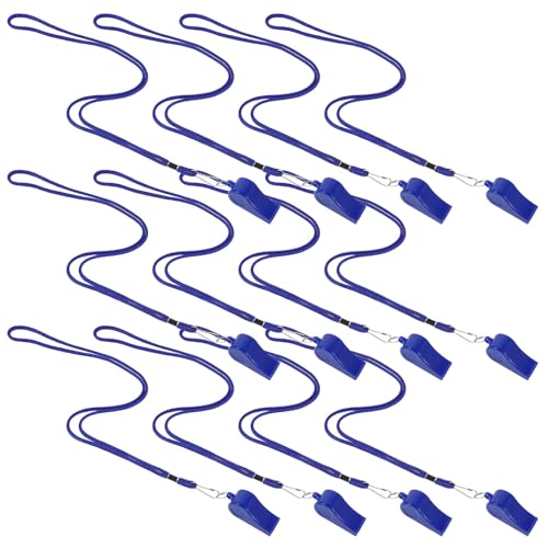 VICASKY Lot de 36 Sifflets de Survie Puissants en Plastique Bleu avec Cordon Sifflets D’Urgence pour Randonnée Camping Football et Activités Sportives en Extérieur