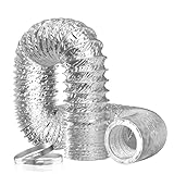 Hon&Guan Ø100mm Manguera Flexible de Ventilación de Aluminio Tubo Salida Aire, Tubo Flexible de Aluminio Longitud 2m para Campana, Baño, Ventilador de Extracción, Cocina, Desván, Secadora, Plata