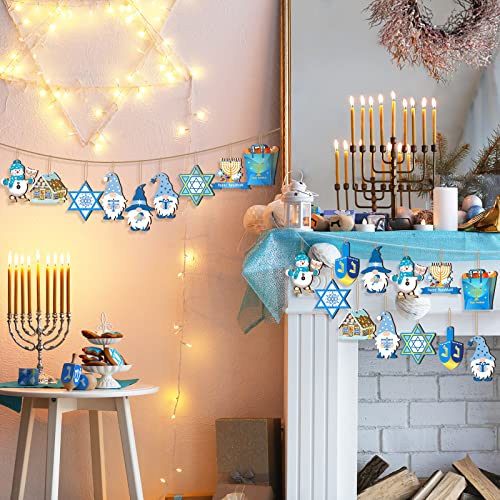 30 Pieces Hanukkah Gnomes Ornaments Wooden Chanukah Menorah Hanging Signs With Rope Hexagram Star Of David Wood Crafts Dreidel For Holiday Party Jewish Home Living Room Wall Decorations, 10 Styles #TOP5