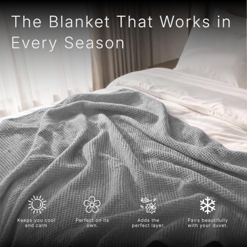 Image of GOTS Certified 55 inchX60 inch Throw 100% Organic Cotton Blanket-Scottish Grey | Premium Waffle Blankets & Throws for Bed, Throw Blanket for Couch, Modern & Cozy Blanket, All Season, Comfy and Soft Blankets