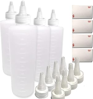 Applicator Empty Plastic Bottle Dispenser Twist Top Cap with Long Tip, BPA-free Coloring Treatment Squeeze Bottles for Sau...